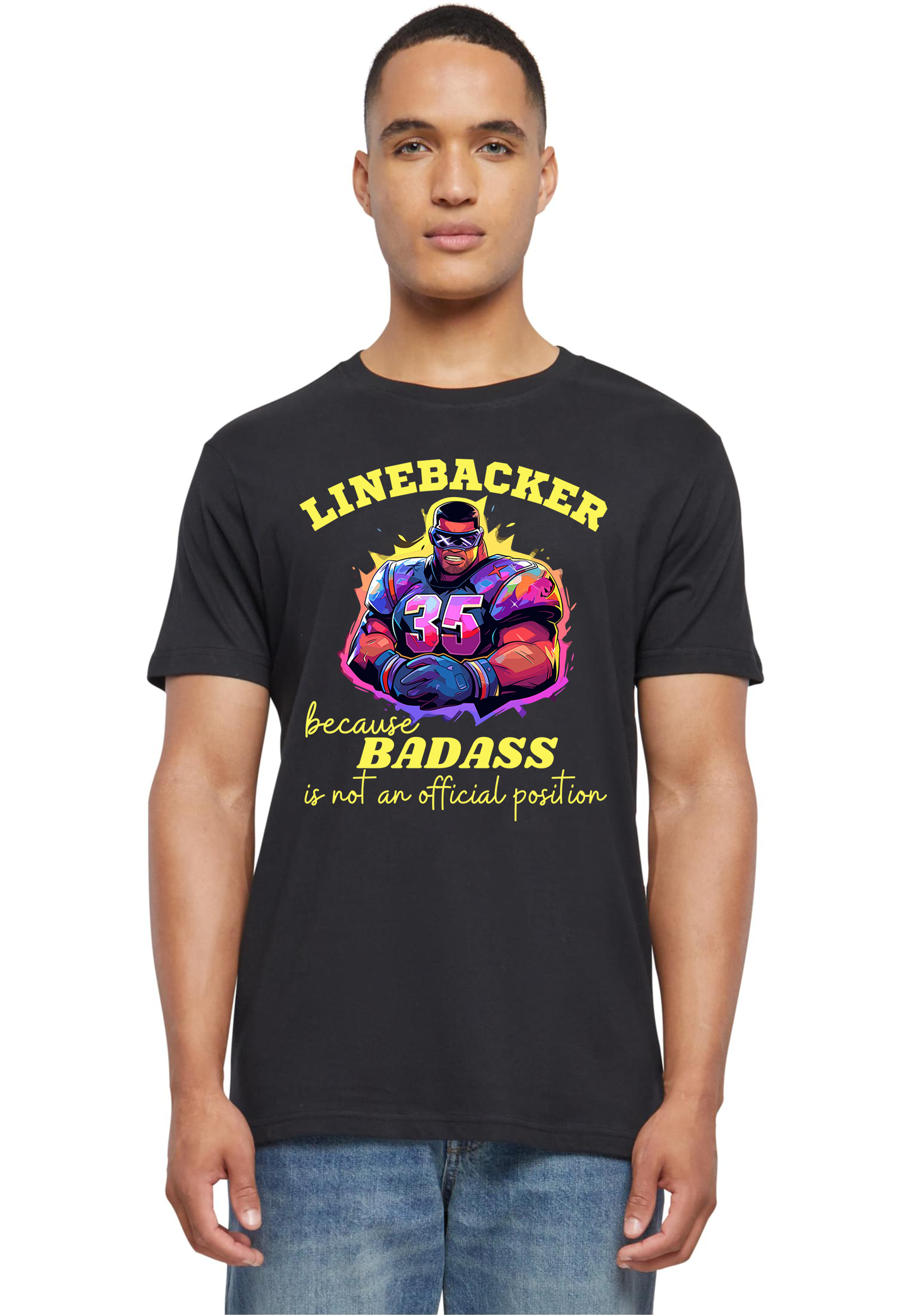 FOOTBALL - LB because Badass is not an official position unisex round neck T-Shirt