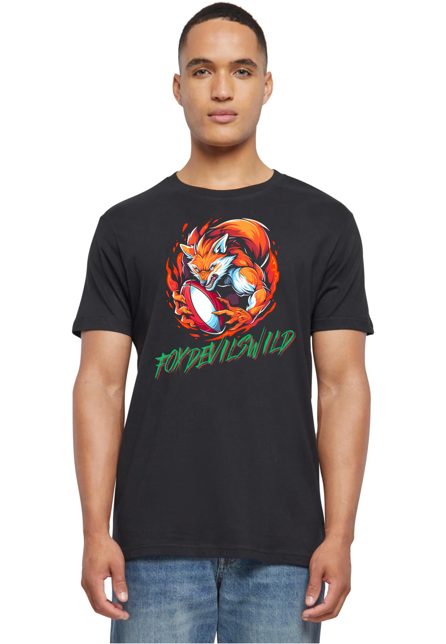 RUGBY - Foxdevilswild unisex round neck T-Shirt