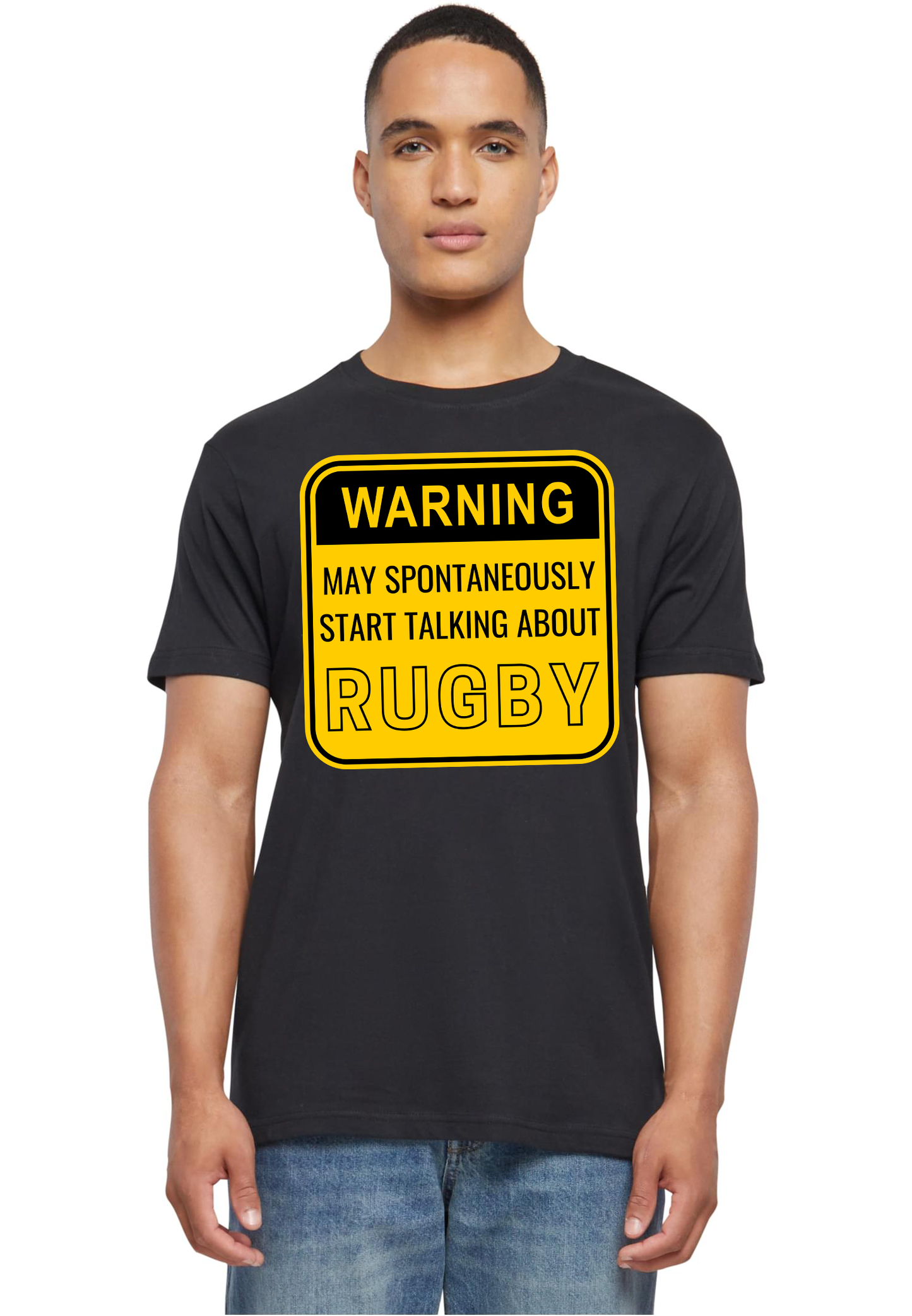 RUGBY - Warning may start talk unisex round neck T-Shirt