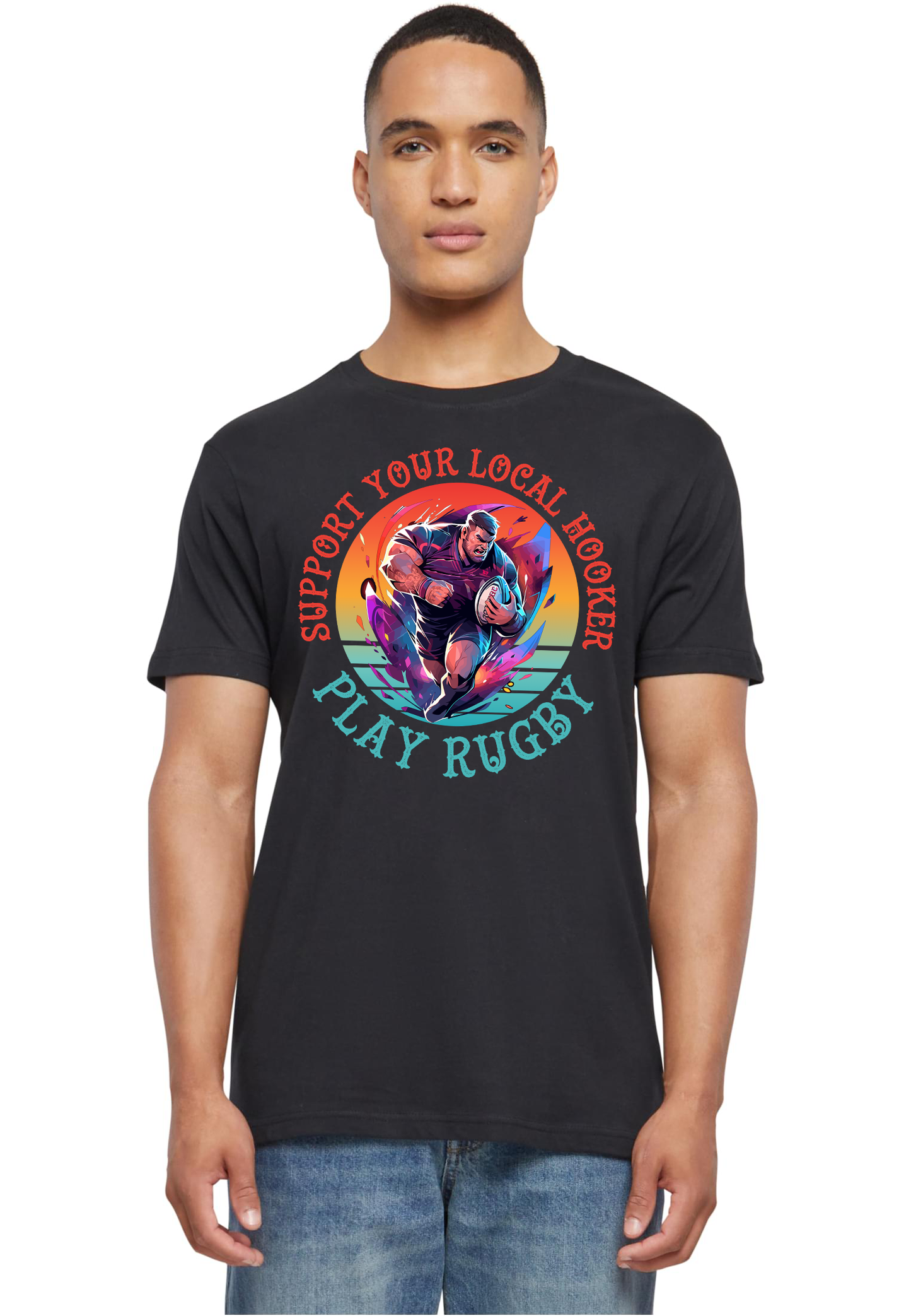 RUGBY - Support a local hooker unisex round neck T-Shirt