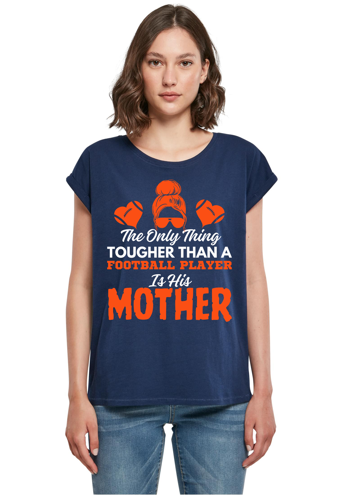 FOOTBALL - Tougher than a football player WMN extended shoulder T-Shirt