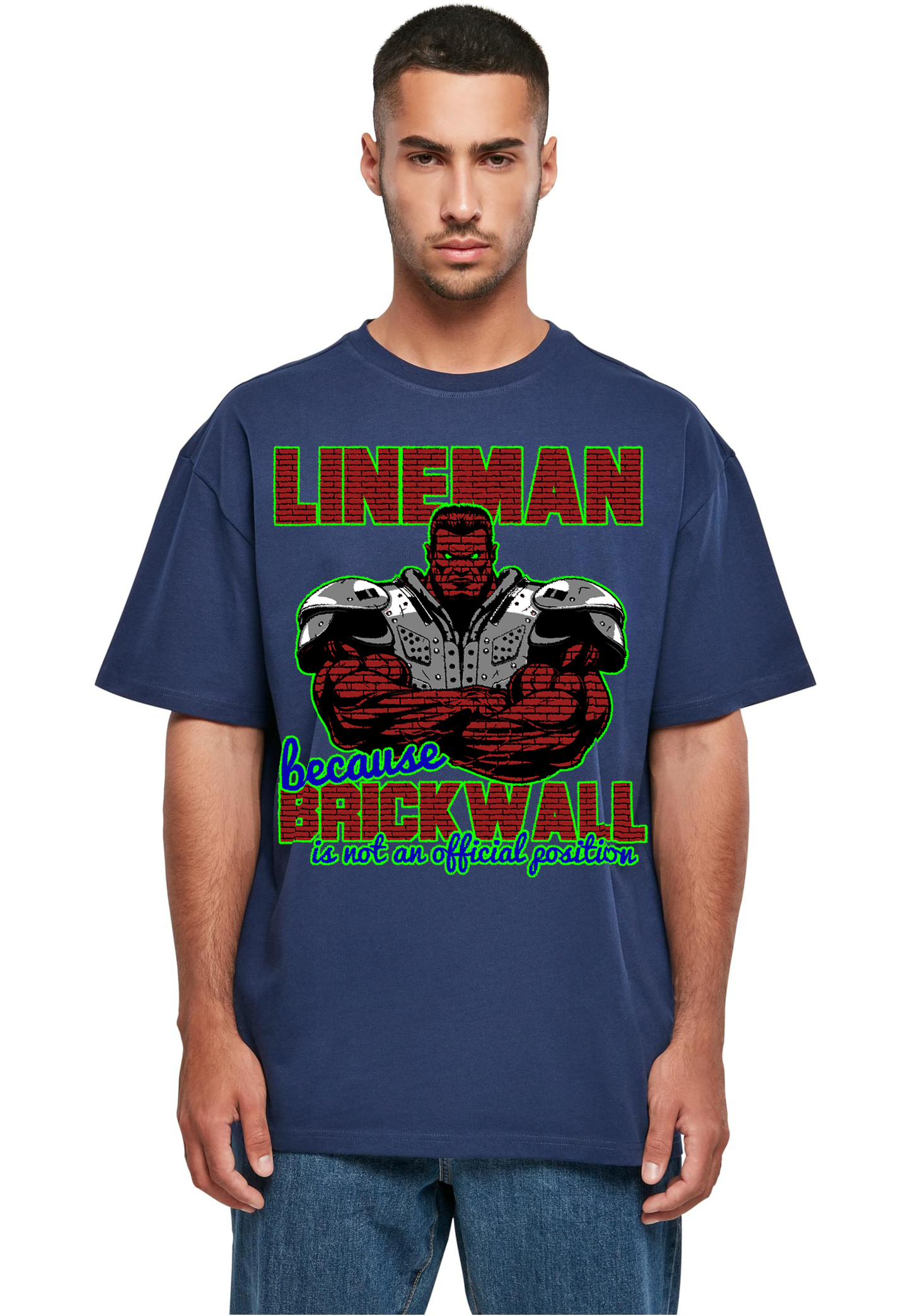 FOOTBALL - Lineman - BRICKWALL heavy oversized unisex T-shirt