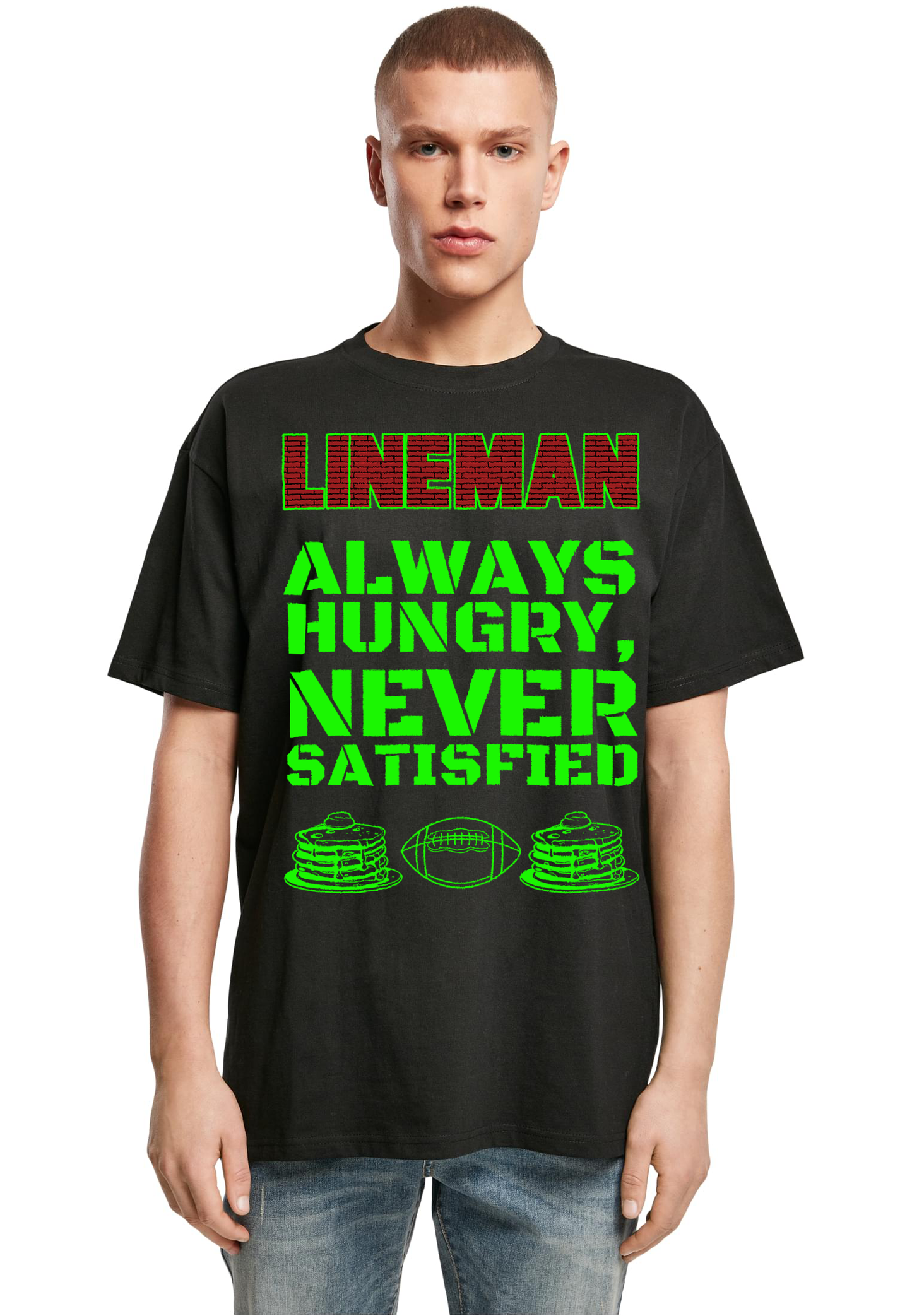 FOOTBALL - Lineman - always hungry, never sastisfied heavy oversized unisex T-Shirt