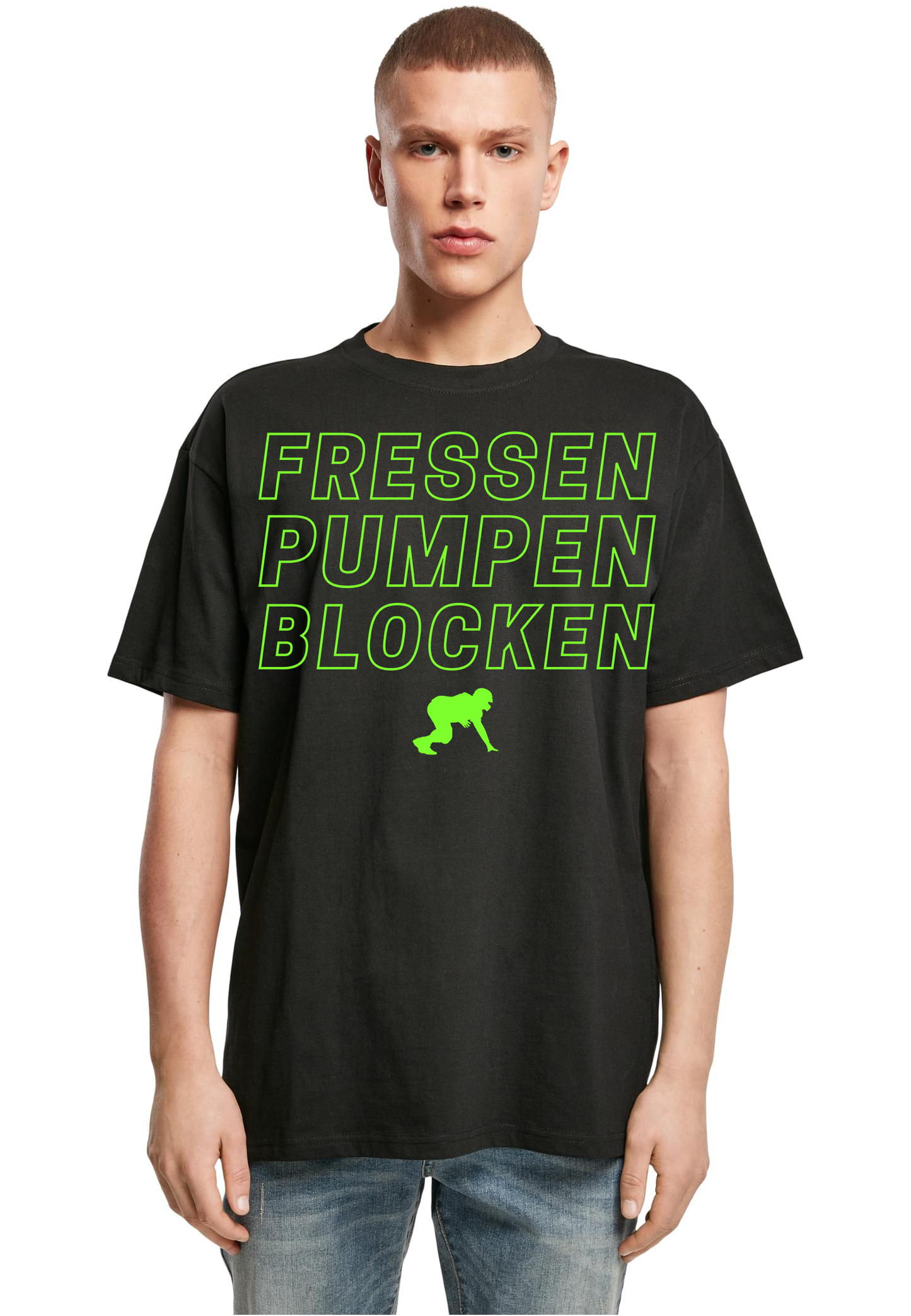 FOOTBALL - Lineman - fressen, pumpen, blocken heavy oversized unisex T-Shirt