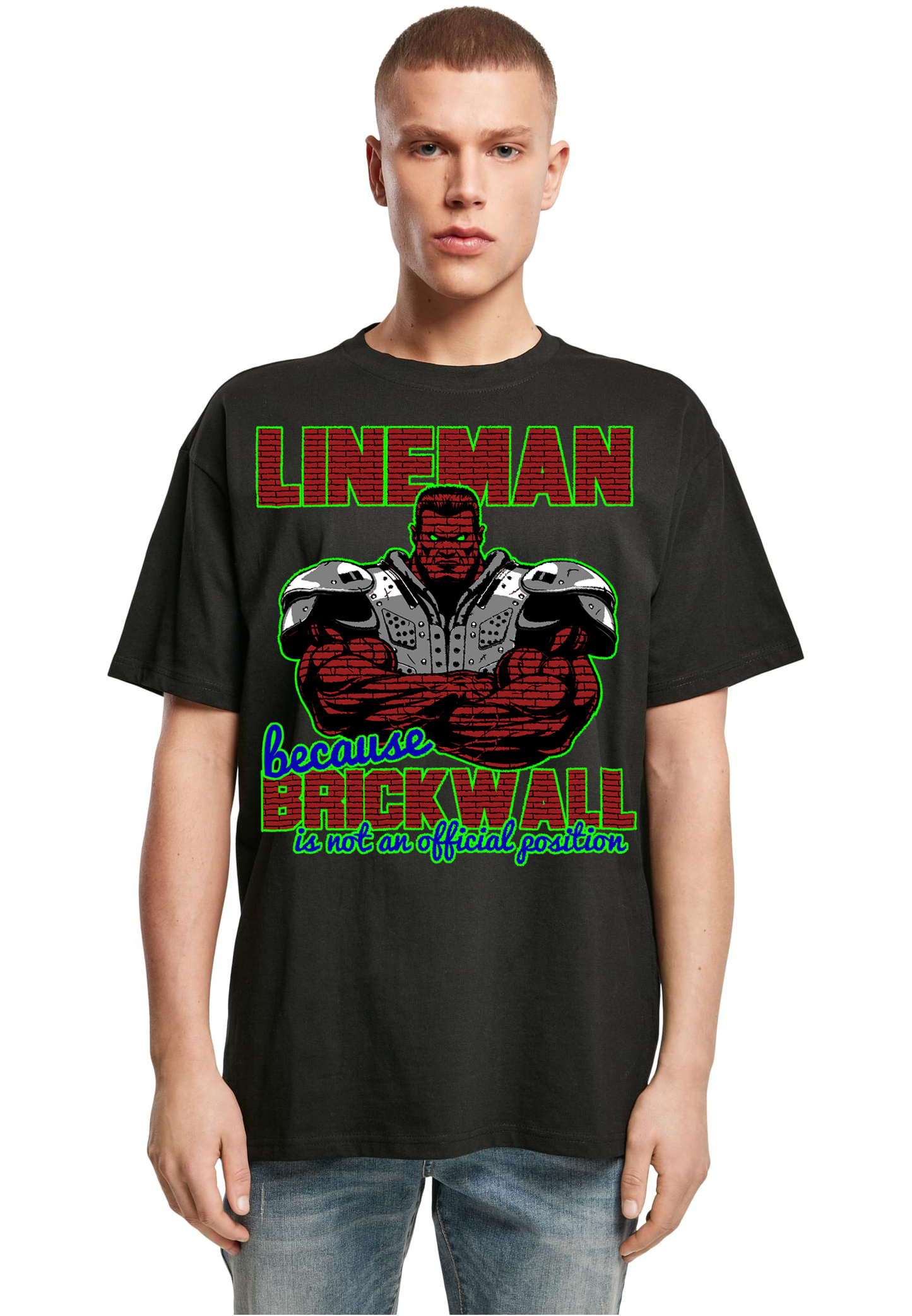 FOOTBALL - Lineman - BRICKWALL heavy oversized unisex T-shirt