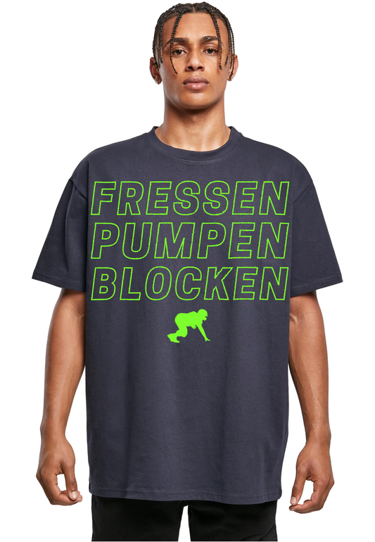 FOOTBALL - Lineman - eat, pump, block heavy oversized unisex t-shirt