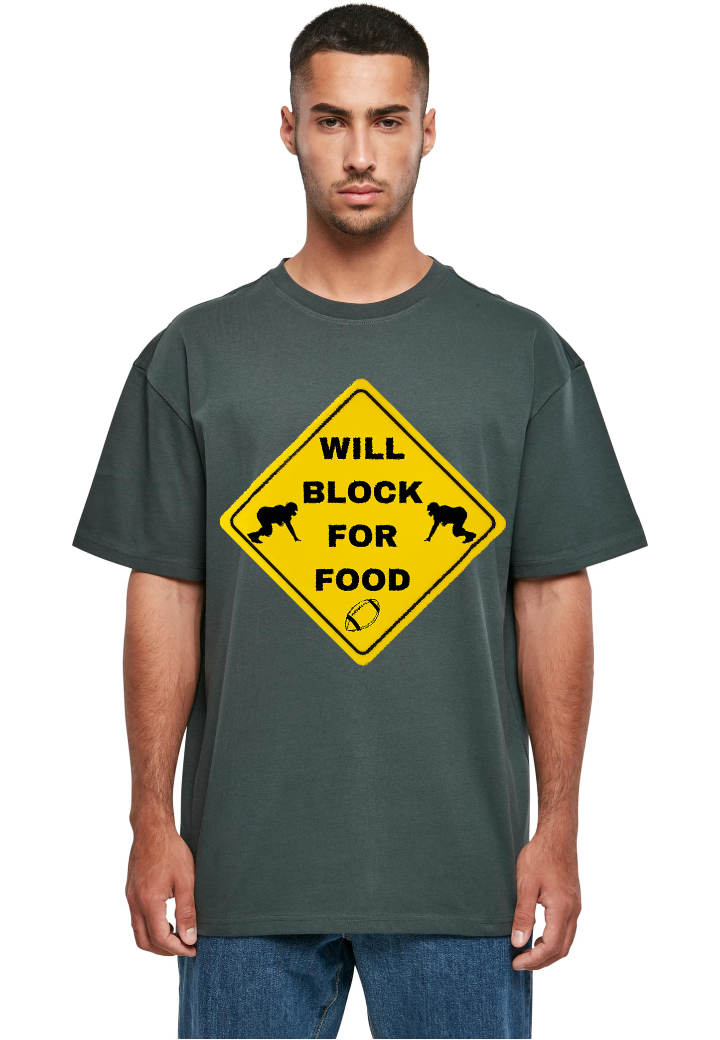 FOOTBALL - Lineman - Will block for food heavy oversized unisex T-Shirt