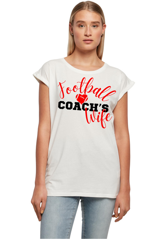 Football - Coach's wife WMN extended shoulder T-Shirt