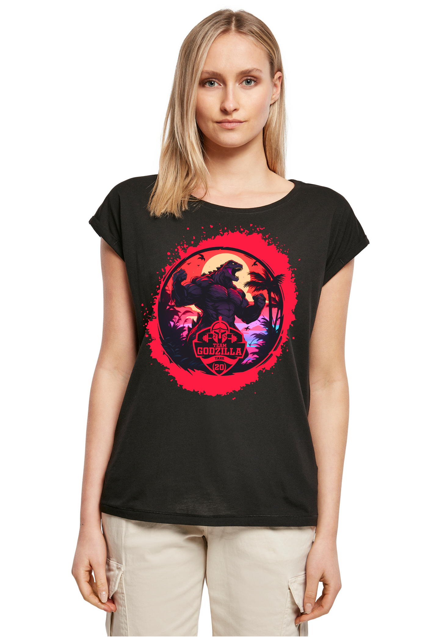 Team Godzilla WMN extended Shoulder T-Shirt